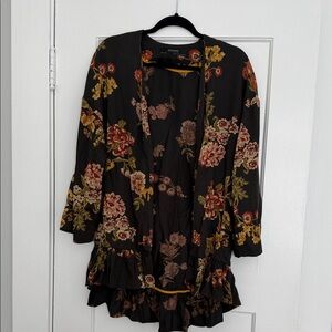 Floral Black Kimono Cardigan